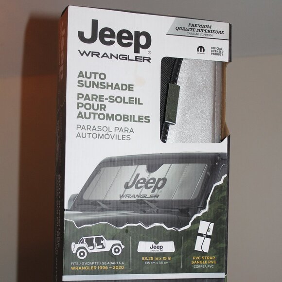 Official Genuine Jeep Wrangler Auto Sun Shade for Models 1996-2020, 53.25” x 15” - Picture 1 of 4